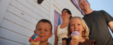 family, kids, ice cream, happy